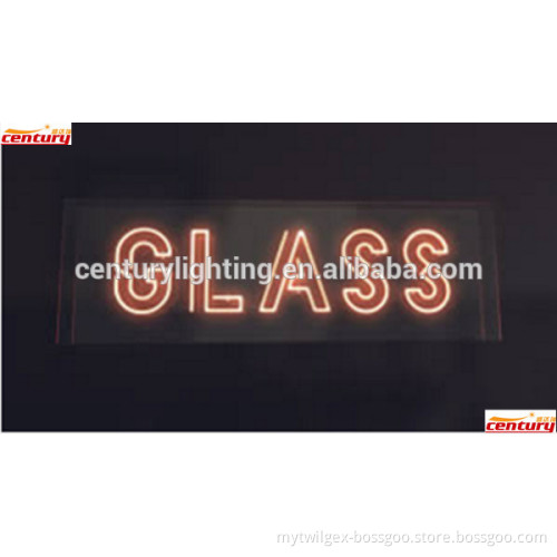 glass neon sign